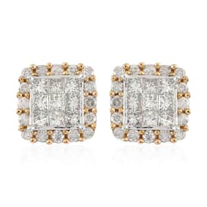 NY Closeout 10K Yellow Gold G-H I1-I2 Diamond Stud Earrings 2.00 ctw