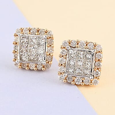 NY Closeout 10K Yellow Gold G-H I1-I2 Diamond Stud Earrings 2.00 ctw