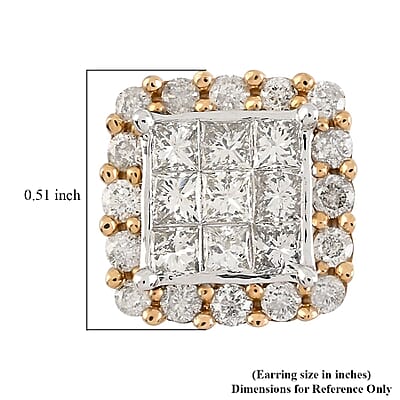 NY Closeout 10K Yellow Gold G-H I1-I2 Diamond Stud Earrings 2.00 ctw