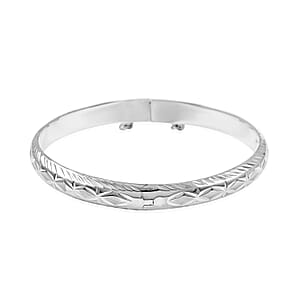 Sterling Silver 7mm Snap Clasp Bangle Bracelet (7.25 In) 9.20 Grams