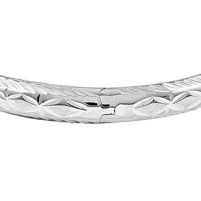 Sterling Silver 7mm Snap Clasp Bangle Bracelet (7.25 In) 9.20 Grams
