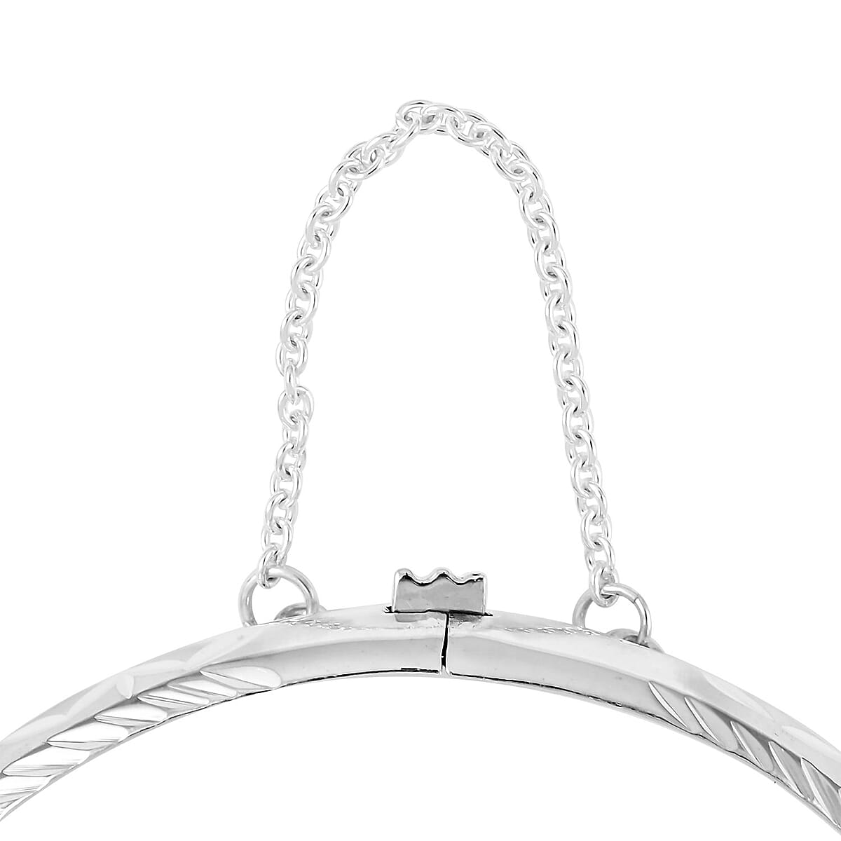 Sterling Silver 7mm Snap Clasp Bangle Bracelet (7.25 In) 9.20 Grams image number 3