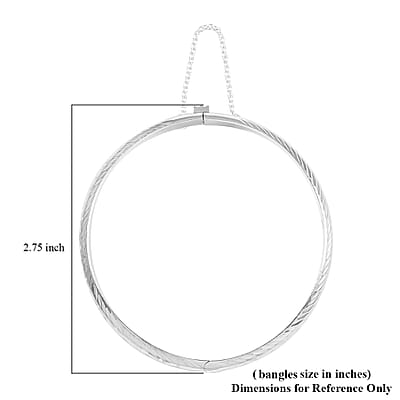 Sterling Silver 7mm Snap Clasp Bangle Bracelet (7.25 In) 9.20 Grams