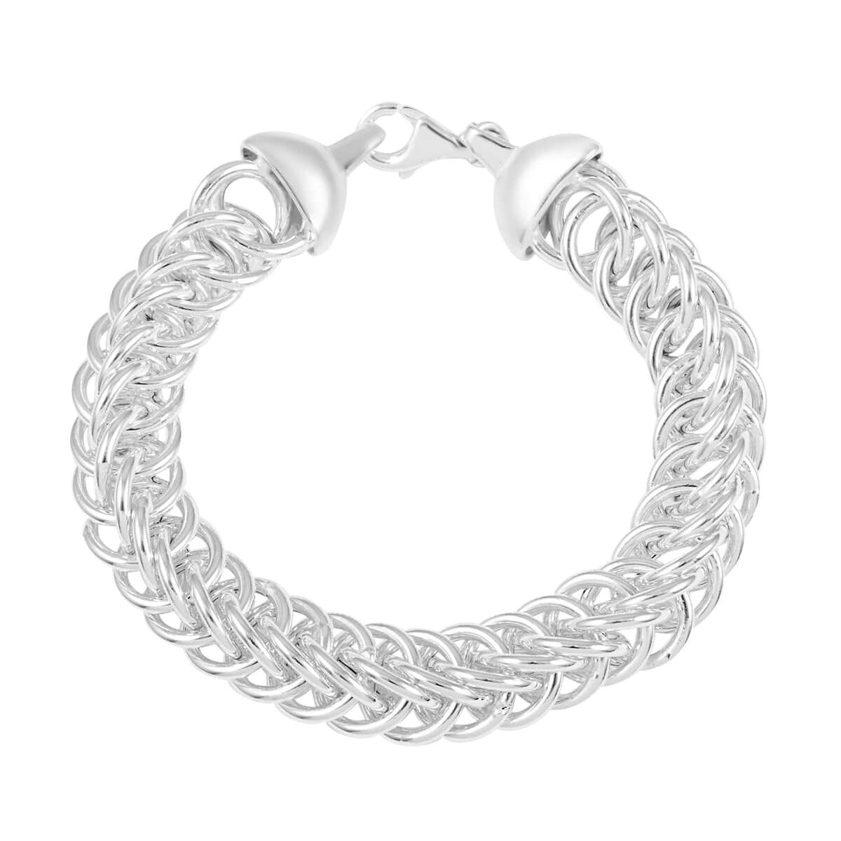 Sterling Silver Squared Rombo Cuban 10mm Bracelet (7.50 In) 21.5 Grams image number 0