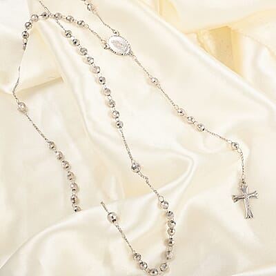 Cross Lariat Necklace 26 Inches in Silvertone