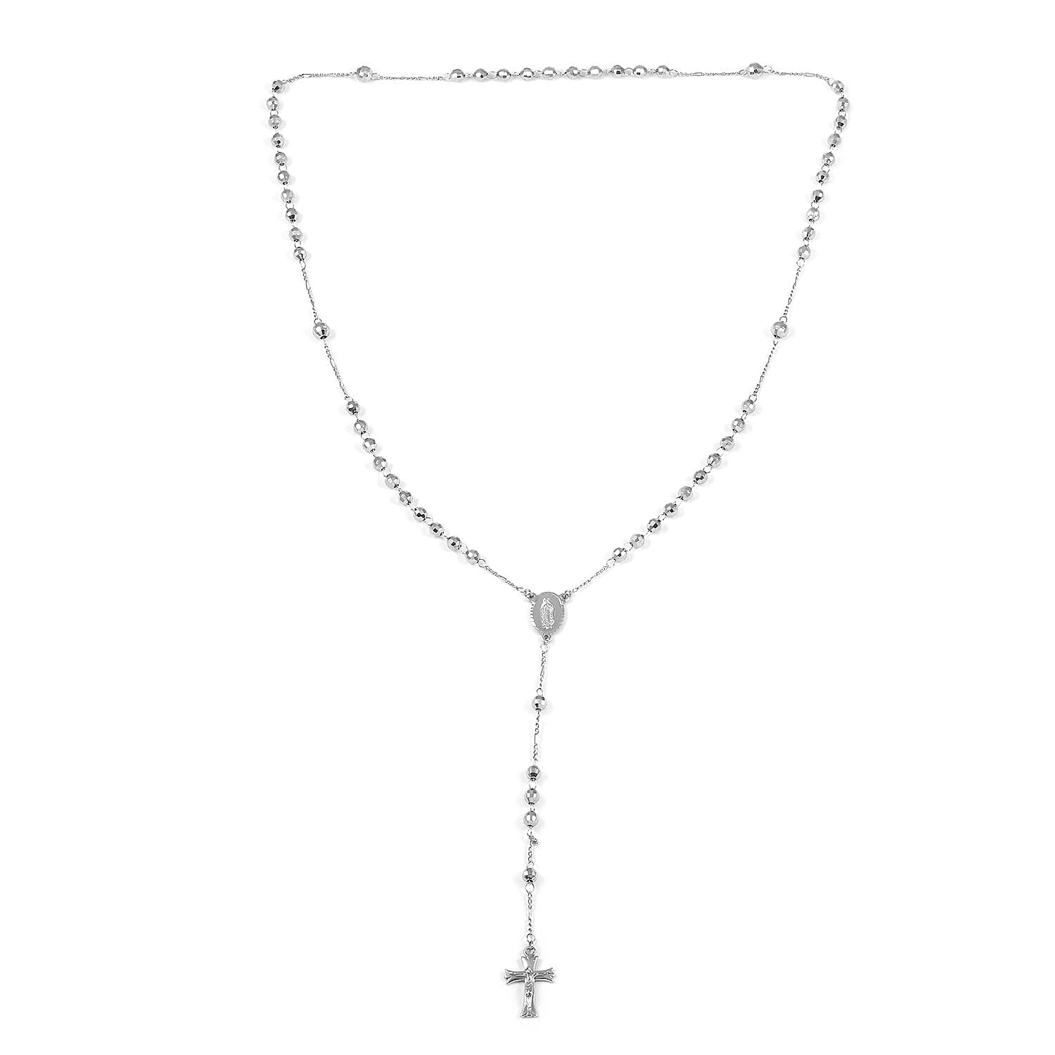 Cross Lariat Necklace 26 Inches in Silvertone