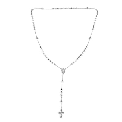 Cross Lariat Necklace 26 Inches in Silvertone