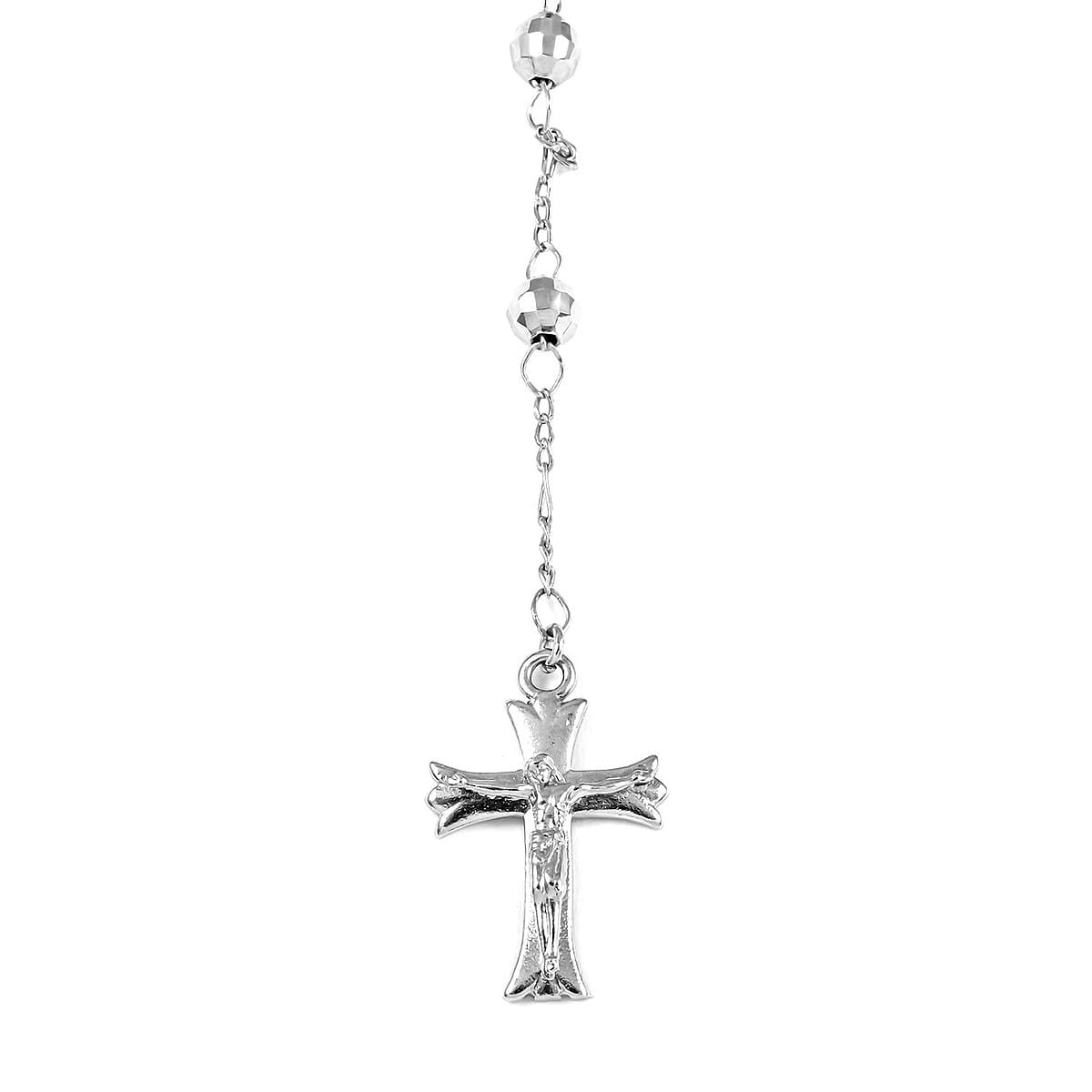 Cross Lariat Necklace 26 Inches in Silvertone image number 3