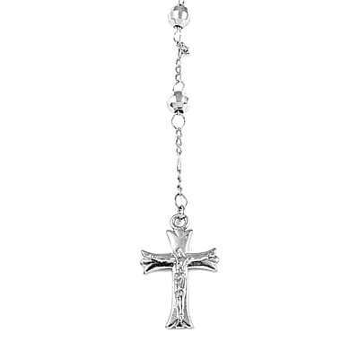 Cross Lariat Necklace 26 Inches in Silvertone