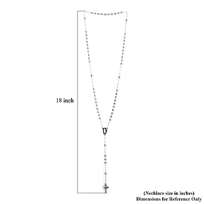 Cross Lariat Necklace 26 Inches in Silvertone