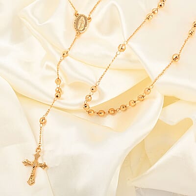 Cross Lariat Necklace 28 Inches in Goldtone