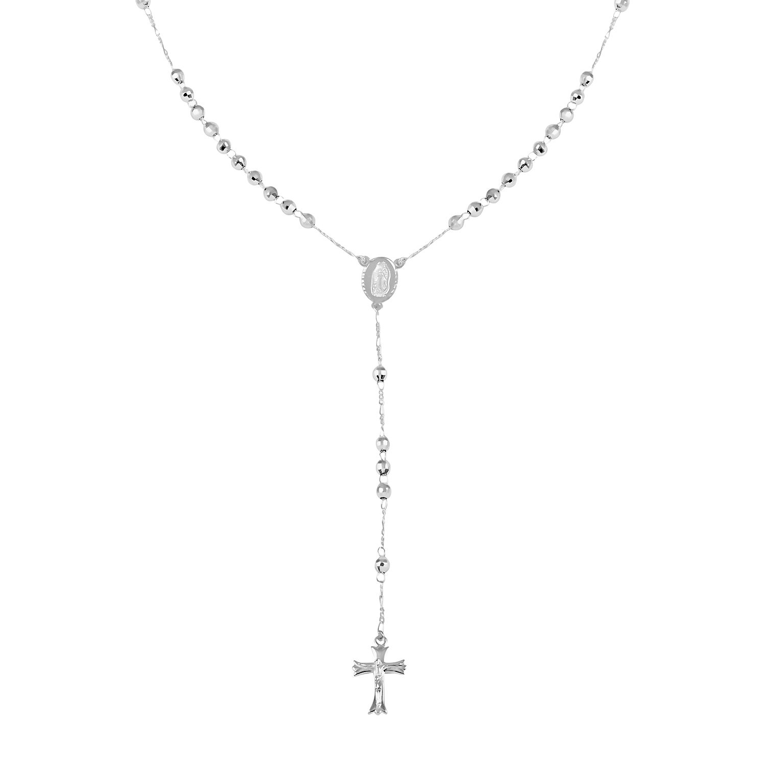 Cross Lariat Necklace 24 Inches in Silvertone