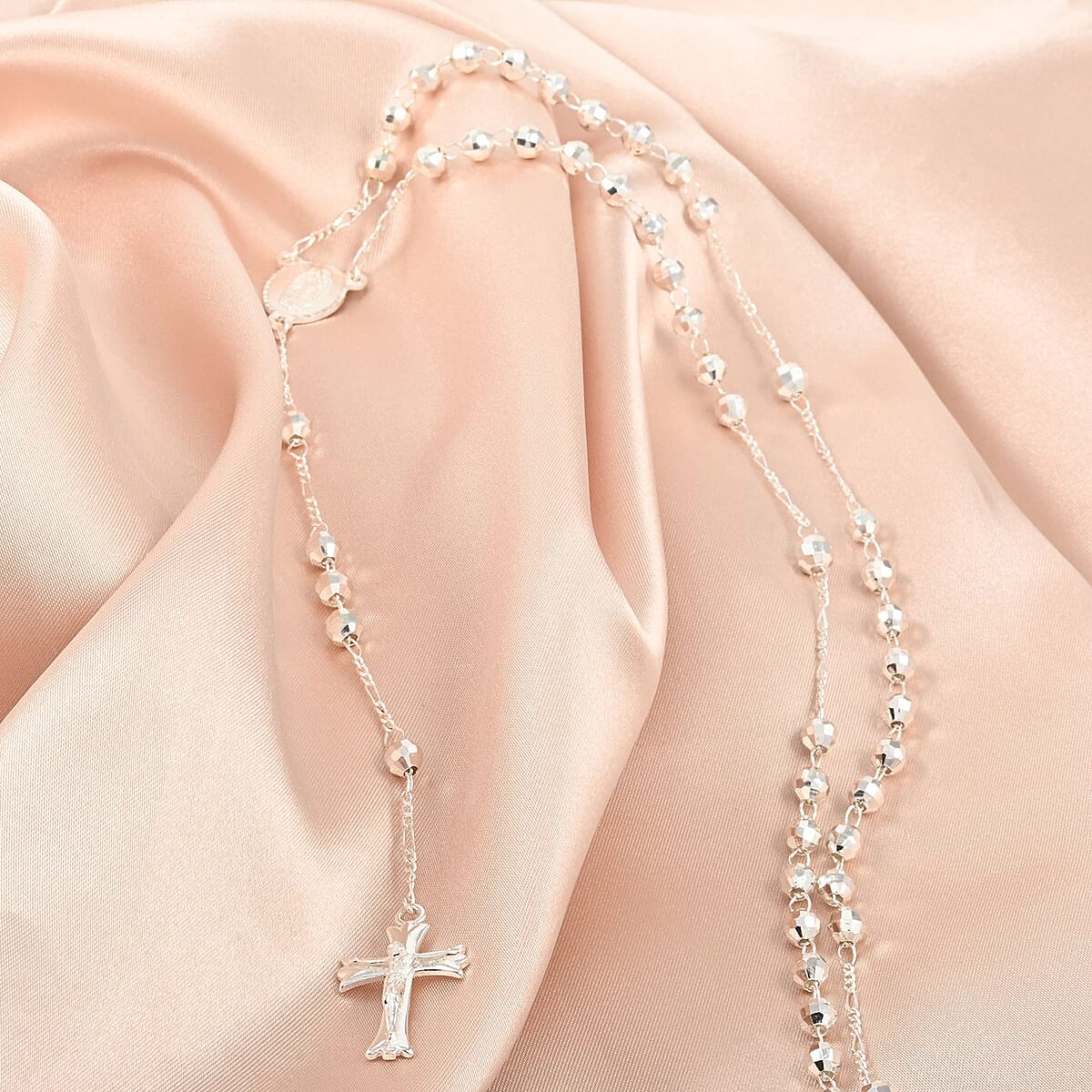 Cross Lariat Necklace 24 Inches in Silvertone image number 1