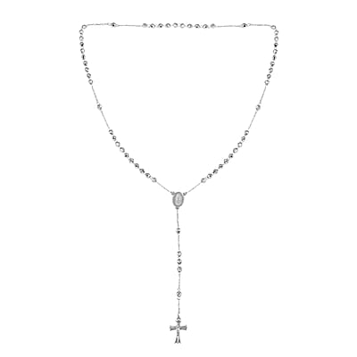 Cross Lariat Necklace 24 Inches in Silvertone