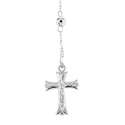 Cross Lariat Necklace 24 Inches in Silvertone