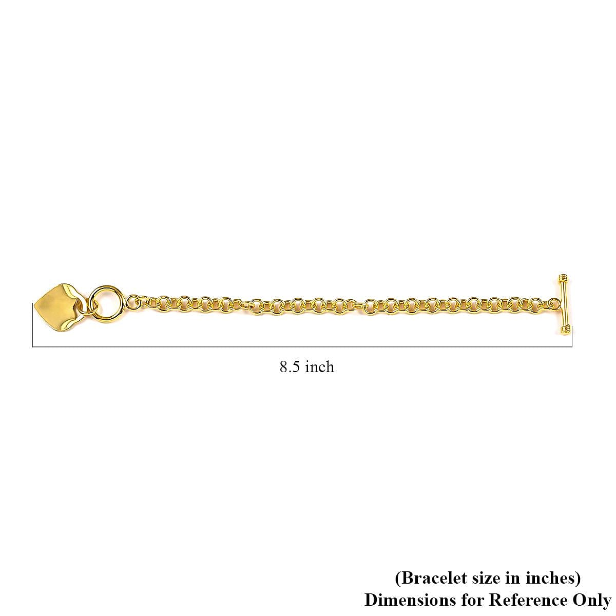 Curb Chain Toggle Lock Bracelet with Heart Charm in Goldtone (7.50 In) image number 3