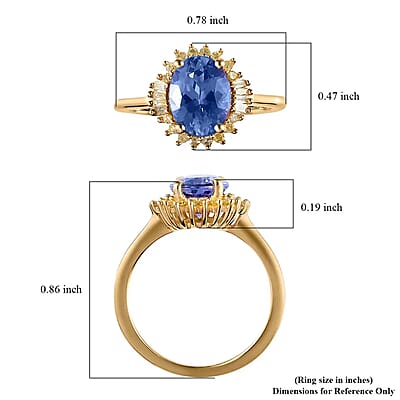 Tanzanite, Natural Yellow Diamond Ring in Vermeil YG Over Sterling Silver, Sunburst Engagement Ring For Women 1.75 ctw
