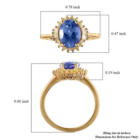 Tanzanite, Natural Yellow Diamond Ring in Vermeil YG Over Sterling Silver, Sunburst Engagement Ring For Women 1.75 ctw (Size 5.0) image number 6