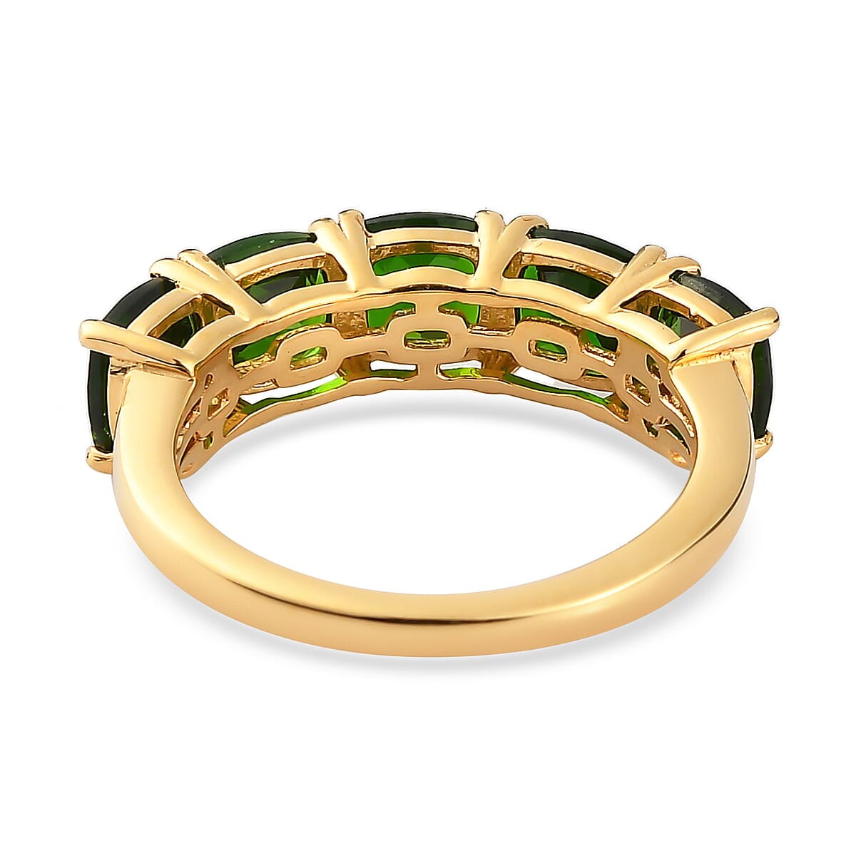 Natural Chrome Diopside 5 Stone Band Ring in Vermeil Yellow Gold Sterling Silver (Size 10.0) 3.00 ctw