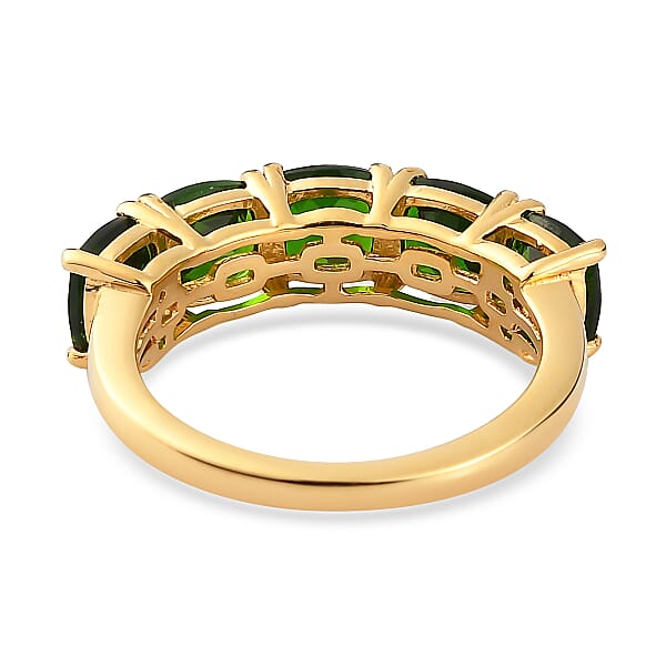 Natural Chrome Diopside 5 Stone Band Ring in Vermeil Yellow Gold Sterling Silver (Size 10.0) 3.00 ctw