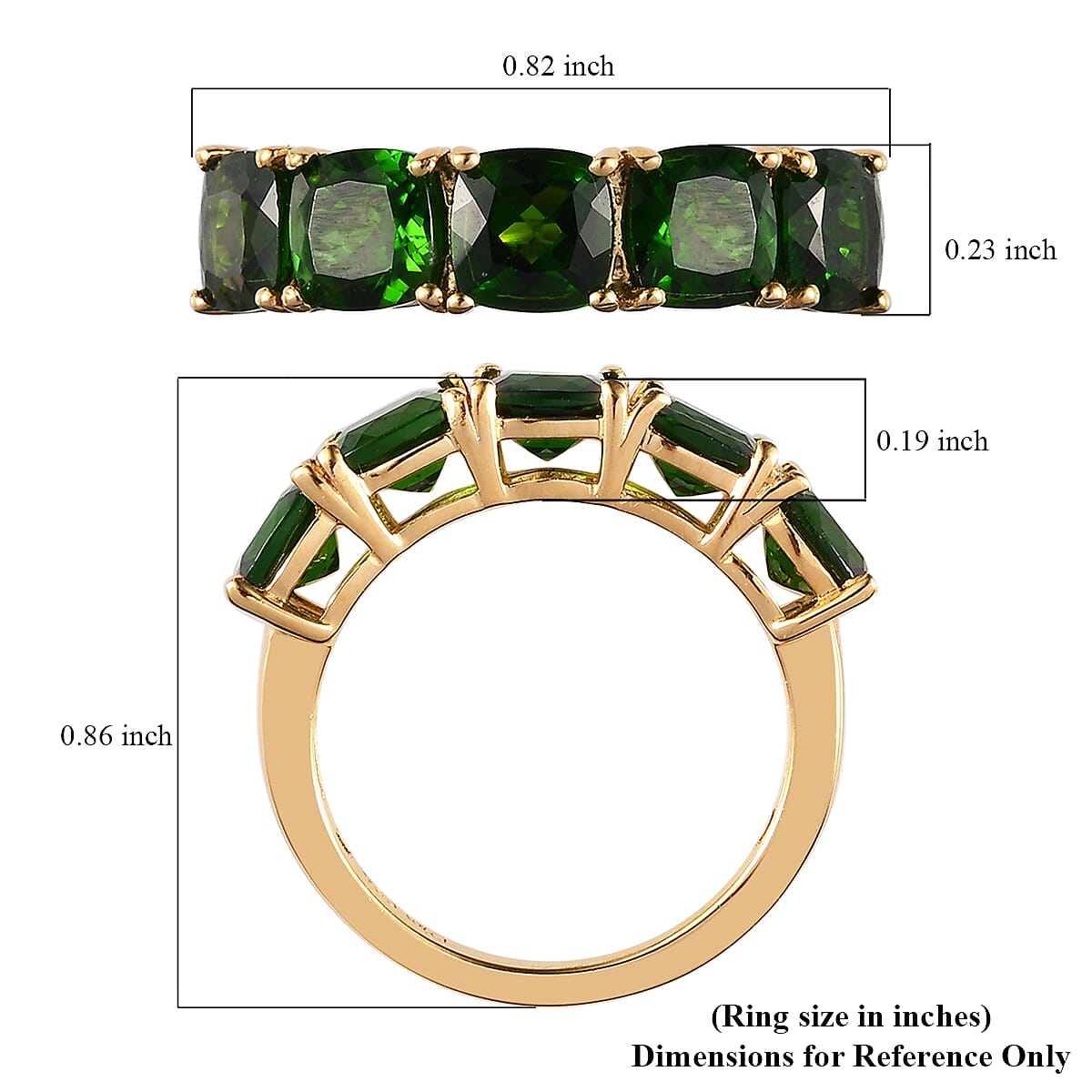 Natural Chrome Diopside 5 Stone Band Ring in Vermeil Yellow Gold Sterling Silver (Size 10.0) 3.00 ctw