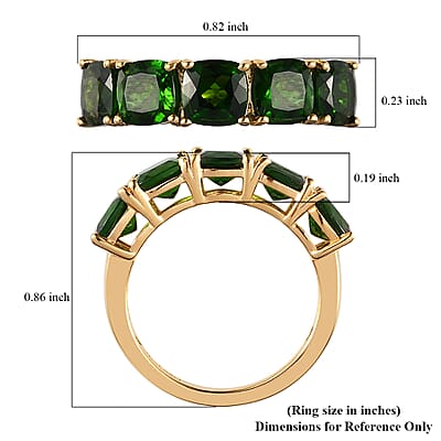 Natural Chrome Diopside 5 Stone Band Ring in Vermeil Yellow Gold Sterling Silver (Size 10.0) 3.00 ctw