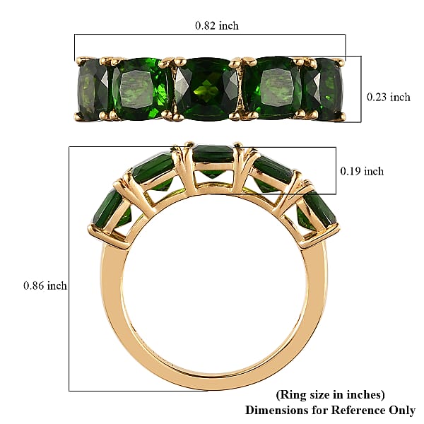 Natural Chrome Diopside 5 Stone Band Ring in Vermeil Yellow Gold Sterling Silver (Size 10.0) 3.00 ctw