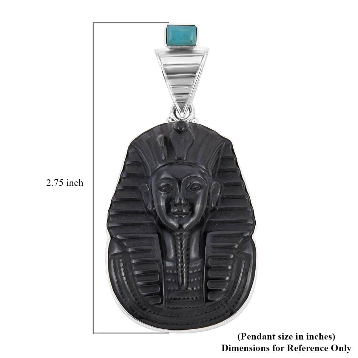 Sajen Silver Black Onyx Carved and Turquoise Pendant in Sterling Silver 75.40 ctw image number 5