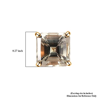 18K Yellow Gold Asscher Cut AAA Turkizite Solitaire Stud Earrings 2.50 ctw