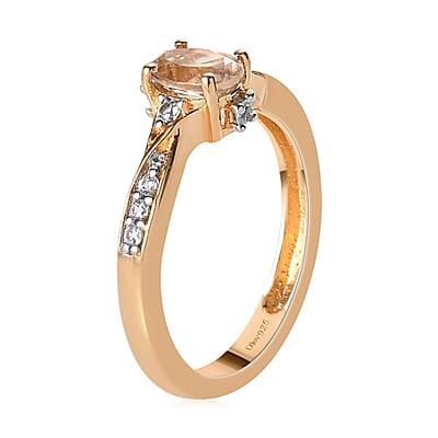 AAA Turkizite and Natural White Zircon Ring in Vermeil Yellow Gold Over Sterling Silver (Size 10.0) 0.65 ctw