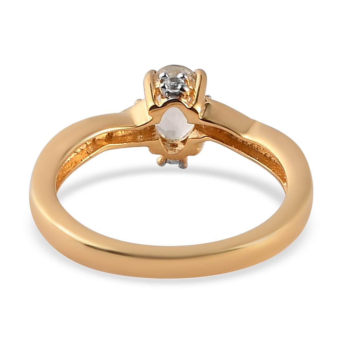 AAA Turkizite and Natural White Zircon Ring in Vermeil Yellow Gold Over Sterling Silver (Size 10.0) 0.65 ctw