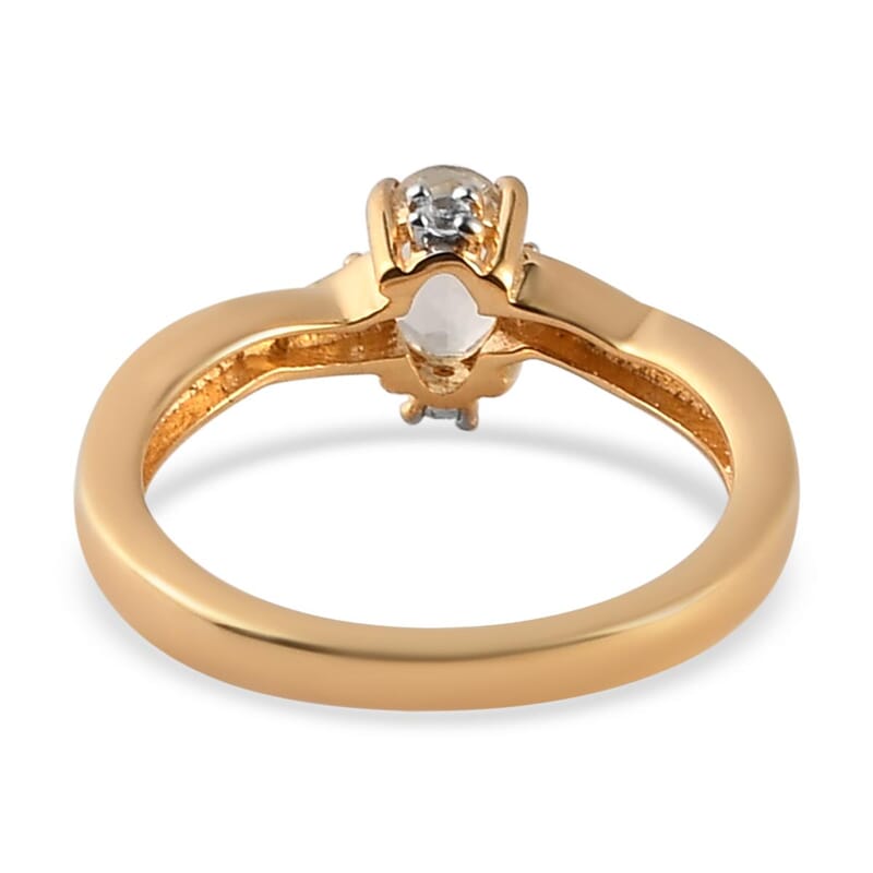 AAA Turkizite and Natural White Zircon Ring in Vermeil Yellow Gold Over Sterling Silver (Size 10.0) 0.65 ctw