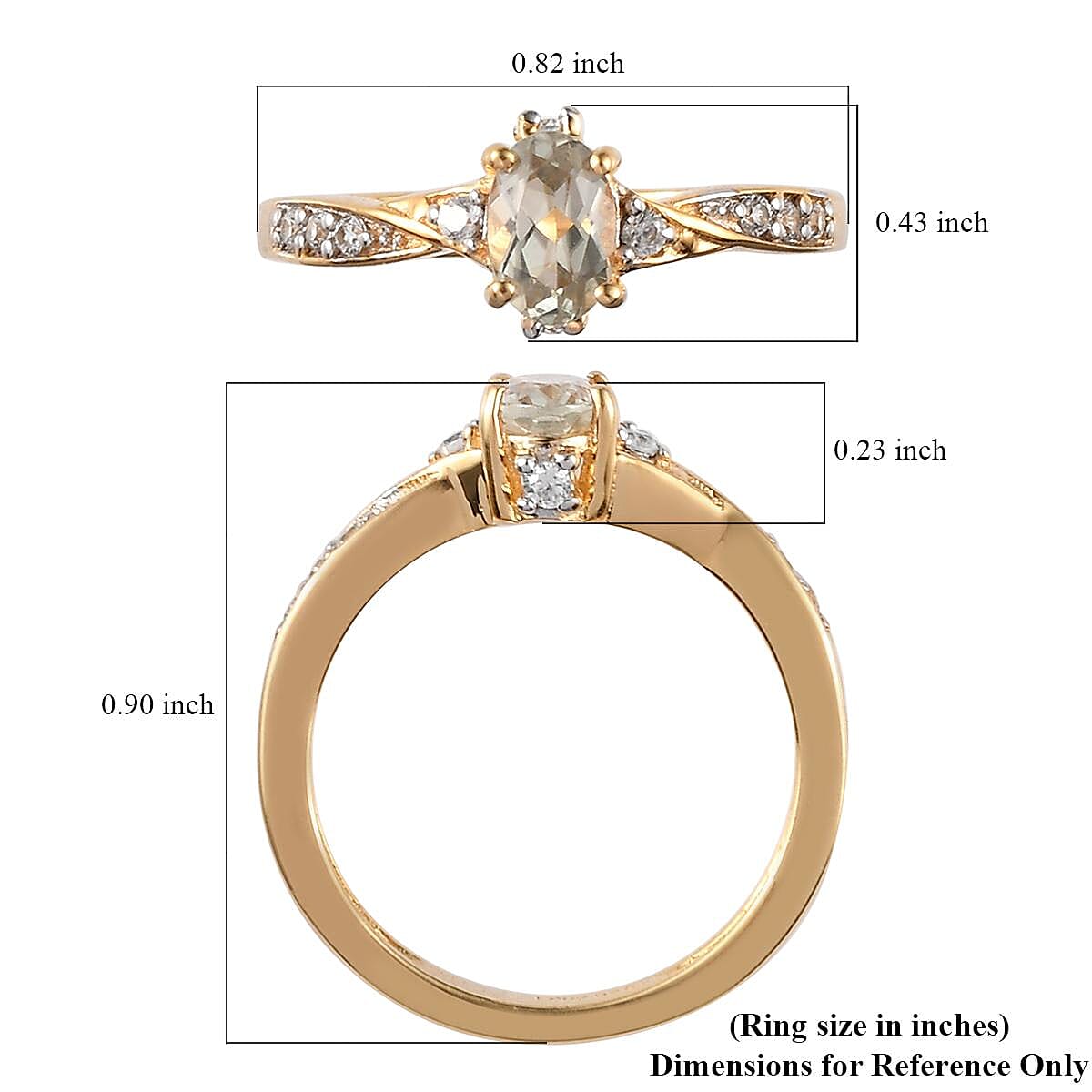 AAA Turkizite and Natural White Zircon Ring in Vermeil Yellow Gold Over Sterling Silver (Size 10.0) 0.65 ctw