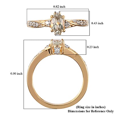 AAA Turkizite and Natural White Zircon Ring in Vermeil Yellow Gold Over Sterling Silver (Size 10.0) 0.65 ctw