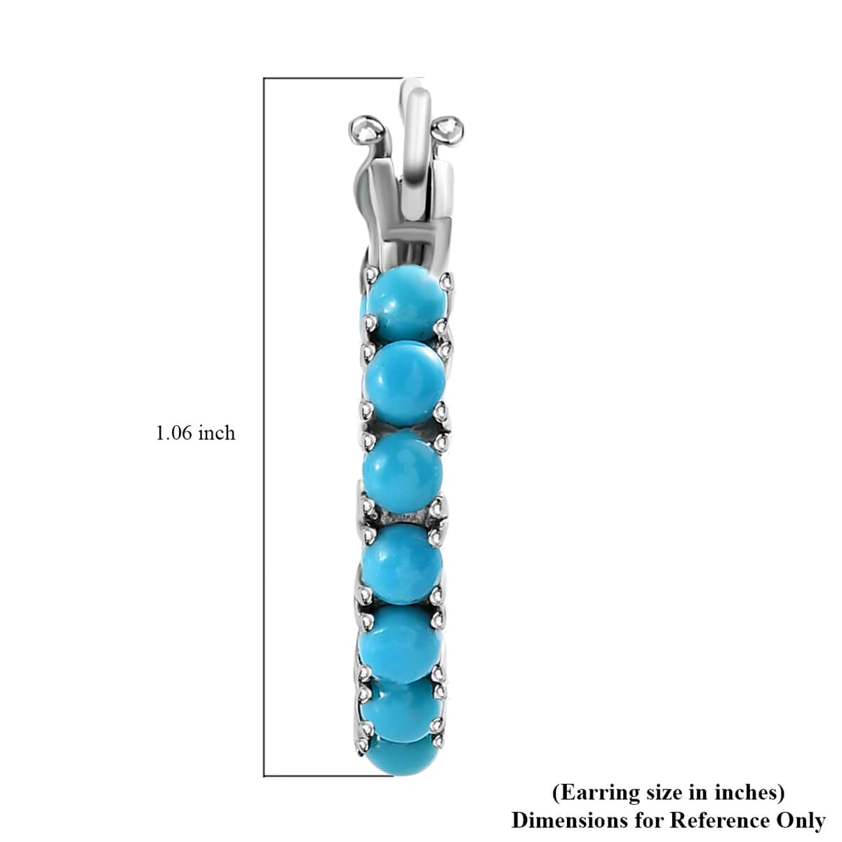 AMERICAN Natural Sleeping Beauty Turquoise Inside Out Hoop Earrings in Stainless Steel 2.25 ctw image number 4
