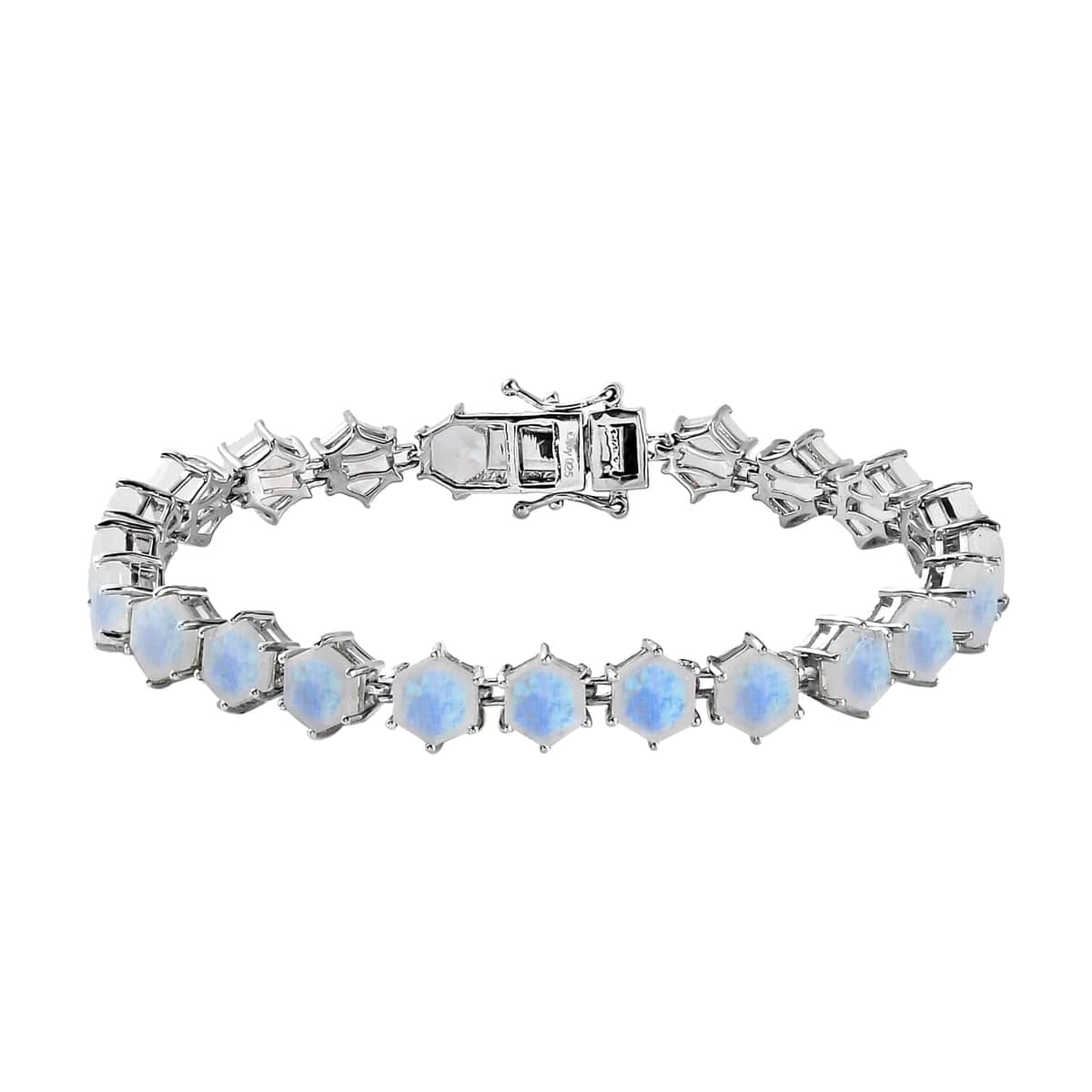 Premium Rainbow Moonstone Tennis Bracelet in Platinum Over Sterling Silver (7.25 In) 25.50 ctw image number 0