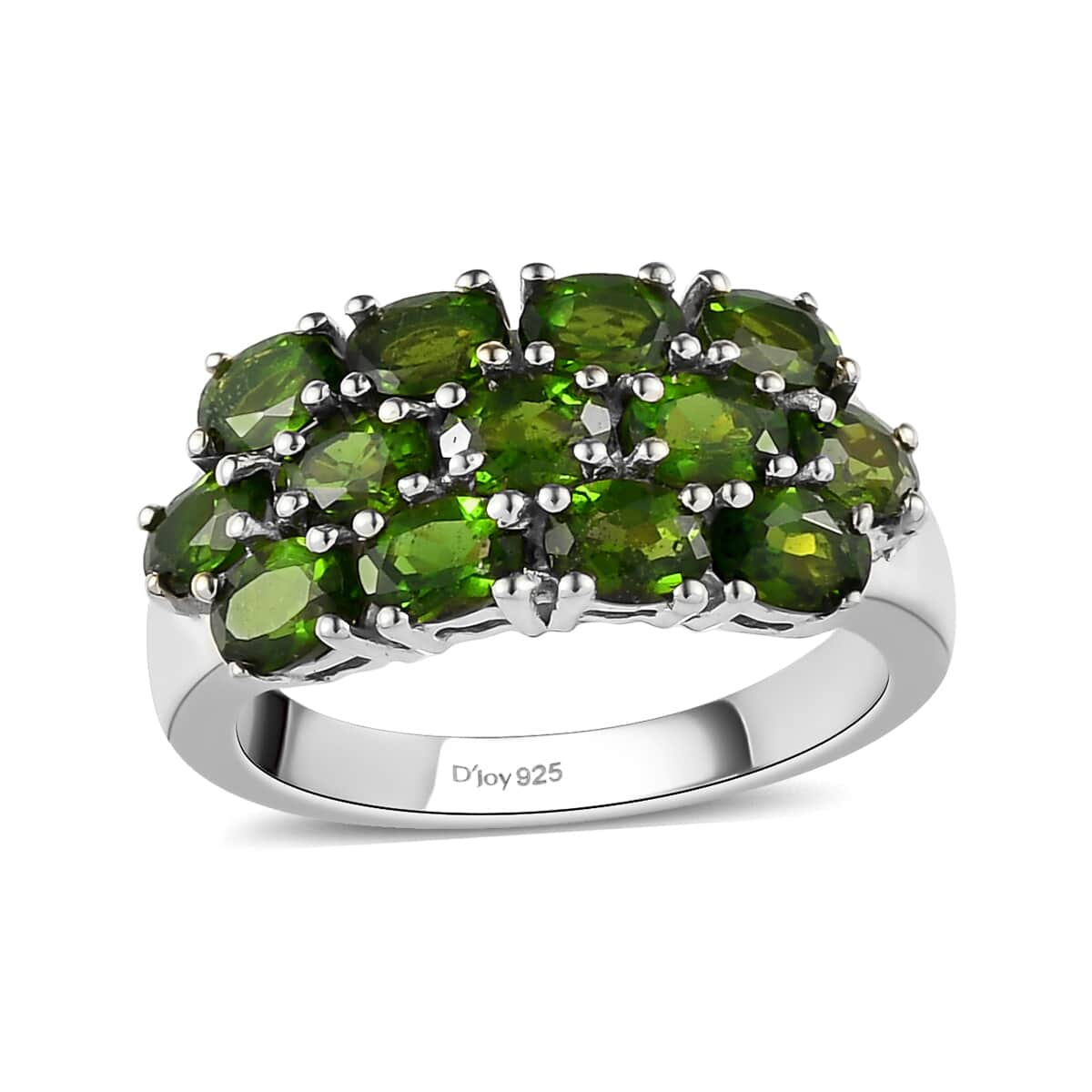 Natural Chrome Diopside Cluster Ring in Platinum Over Sterling Silver (Size 5.0) 2.40 ctw image number 0