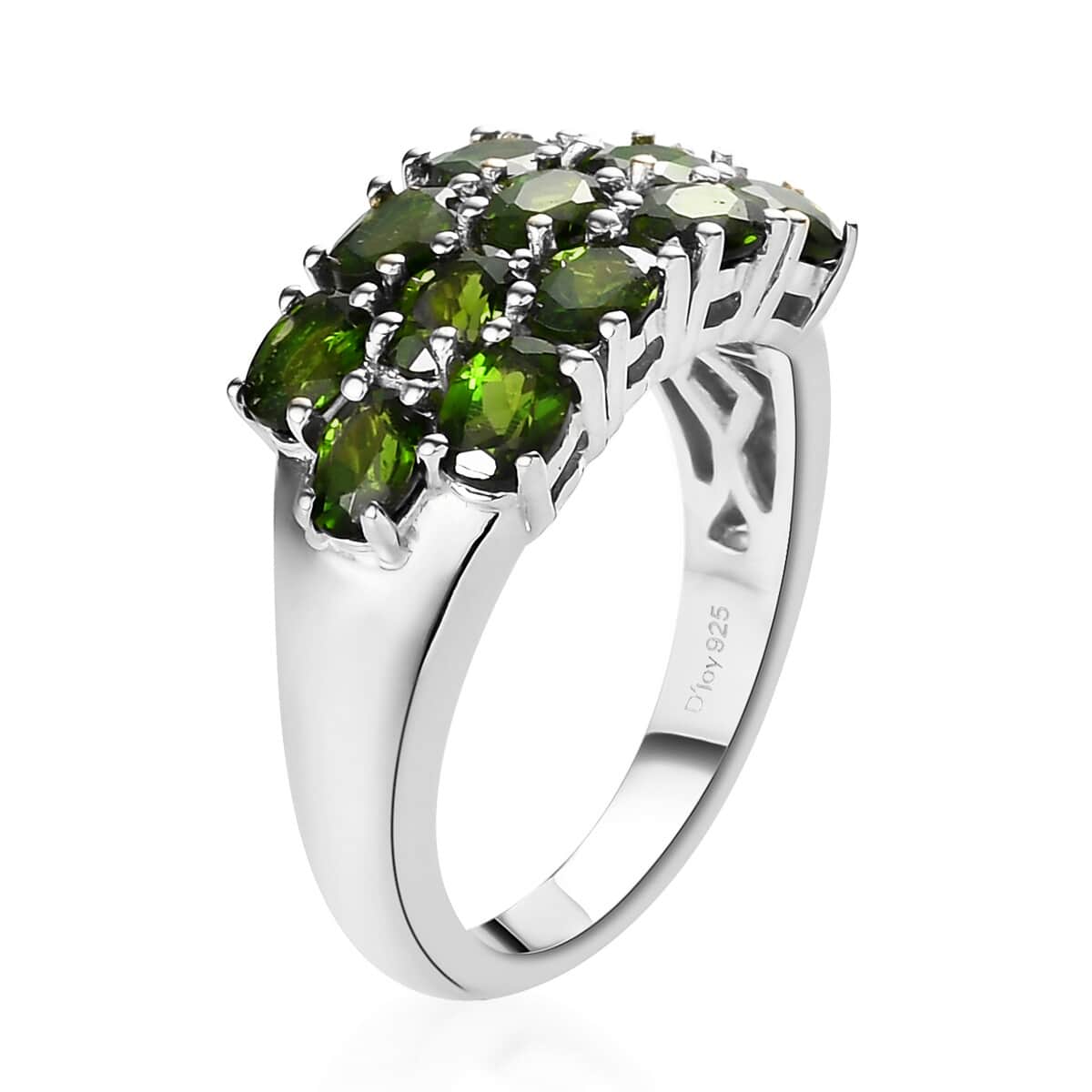 Natural Chrome Diopside Cluster Ring in Platinum Over Sterling Silver (Size 5.0) 2.40 ctw image number 3