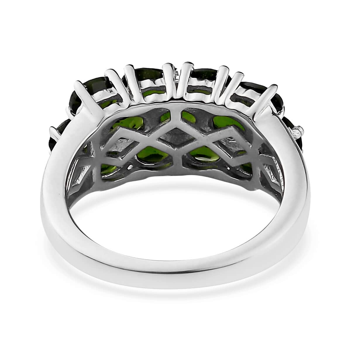 Natural Chrome Diopside Cluster Ring in Platinum Over Sterling Silver (Size 5.0) 2.40 ctw image number 4