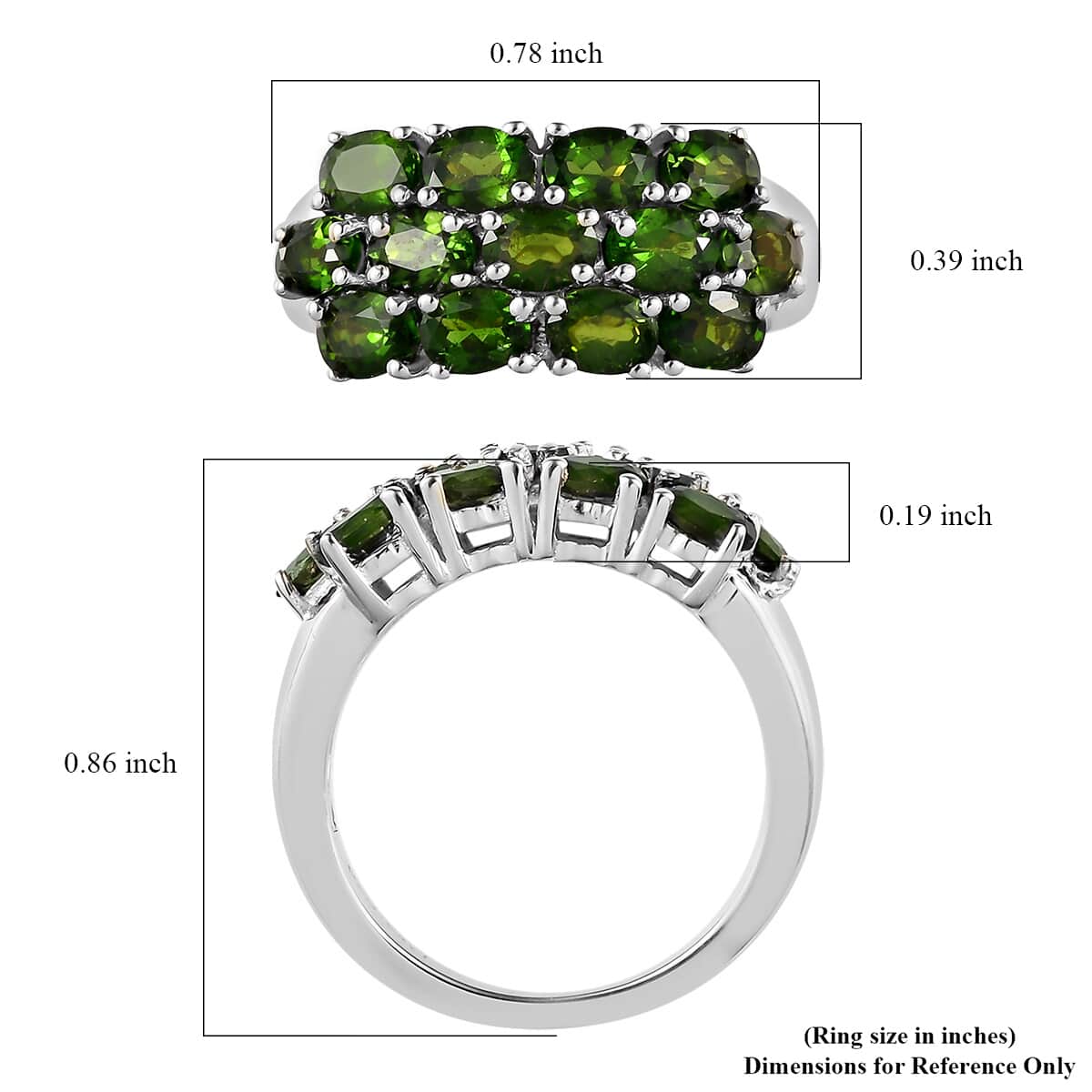 Natural Chrome Diopside Cluster Ring in Platinum Over Sterling Silver (Size 5.0) 2.40 ctw image number 5