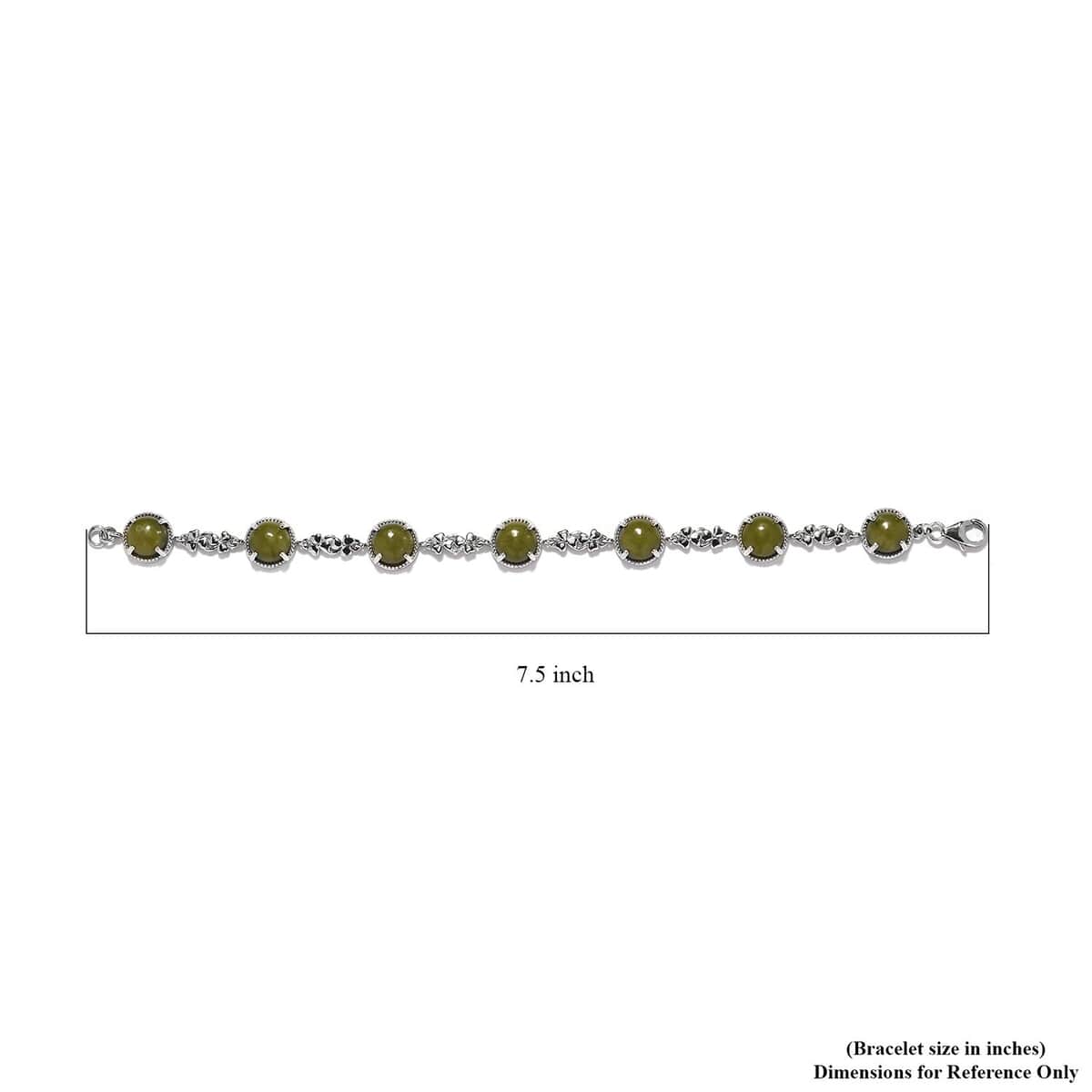 Connemara Marble 3 Leaf Clover Station Bracelet in Platinum Over Sterling Silver (7.25 In) 8.65 Grams 17.15 ctw image number 3