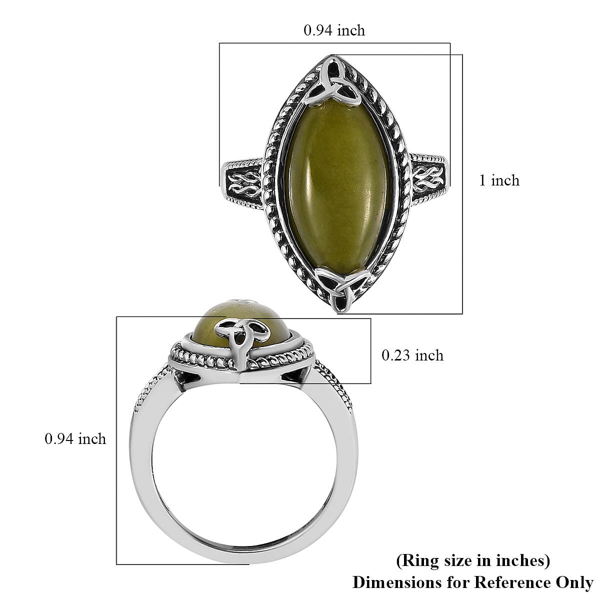 Connemara Marble Trinity Ireland Celtic Knot Ring in Black Oxidized Sterling Silver (Size 9.0) 5.65 ctw image number 5