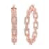 White Austrian Crystal Paper Clip Chain Hoop Earrings in Rosetone image number 0