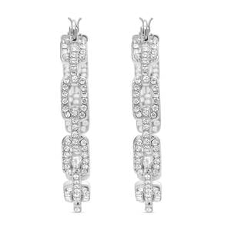 Austrian Crystal Hoop Earrings in Silvertone