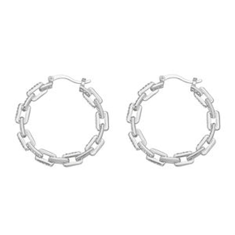 Austrian Crystal Hoop Earrings in Silvertone