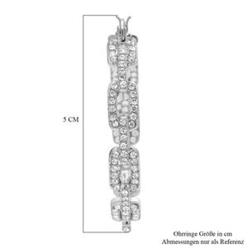 Austrian Crystal Hoop Earrings in Silvertone