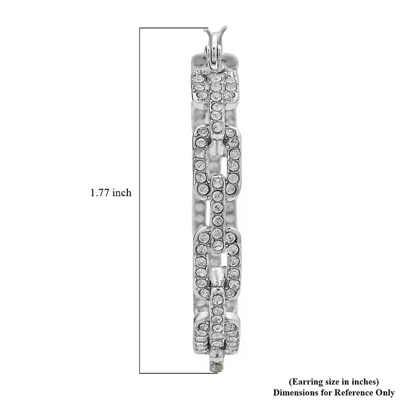 Austrian Crystal Hoop Earrings in Silvertone