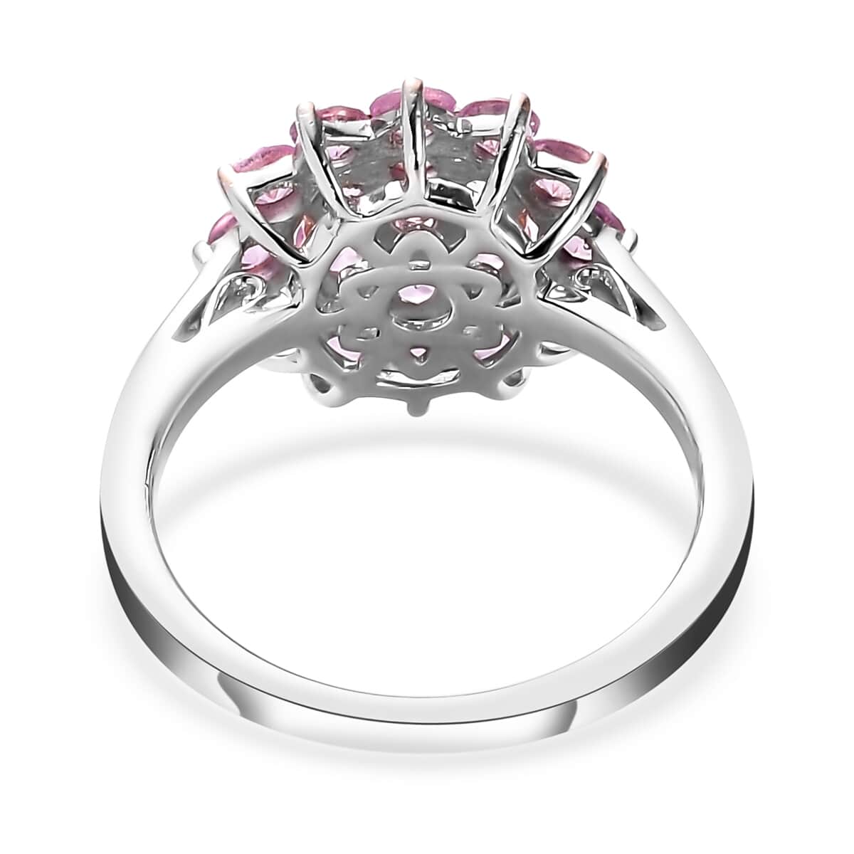 Madagascar Pink Sapphire Floral Ring in 14K Yellow Gold and Platinum Over Sterling Silver 1.75 ctw image number 4