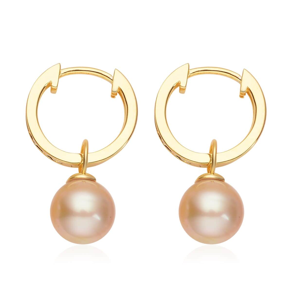 South Sea Pearl and Moissanite Earrings in Vermeil Yellow Gold Over Sterling Silver 0.50 ctw image number 3
