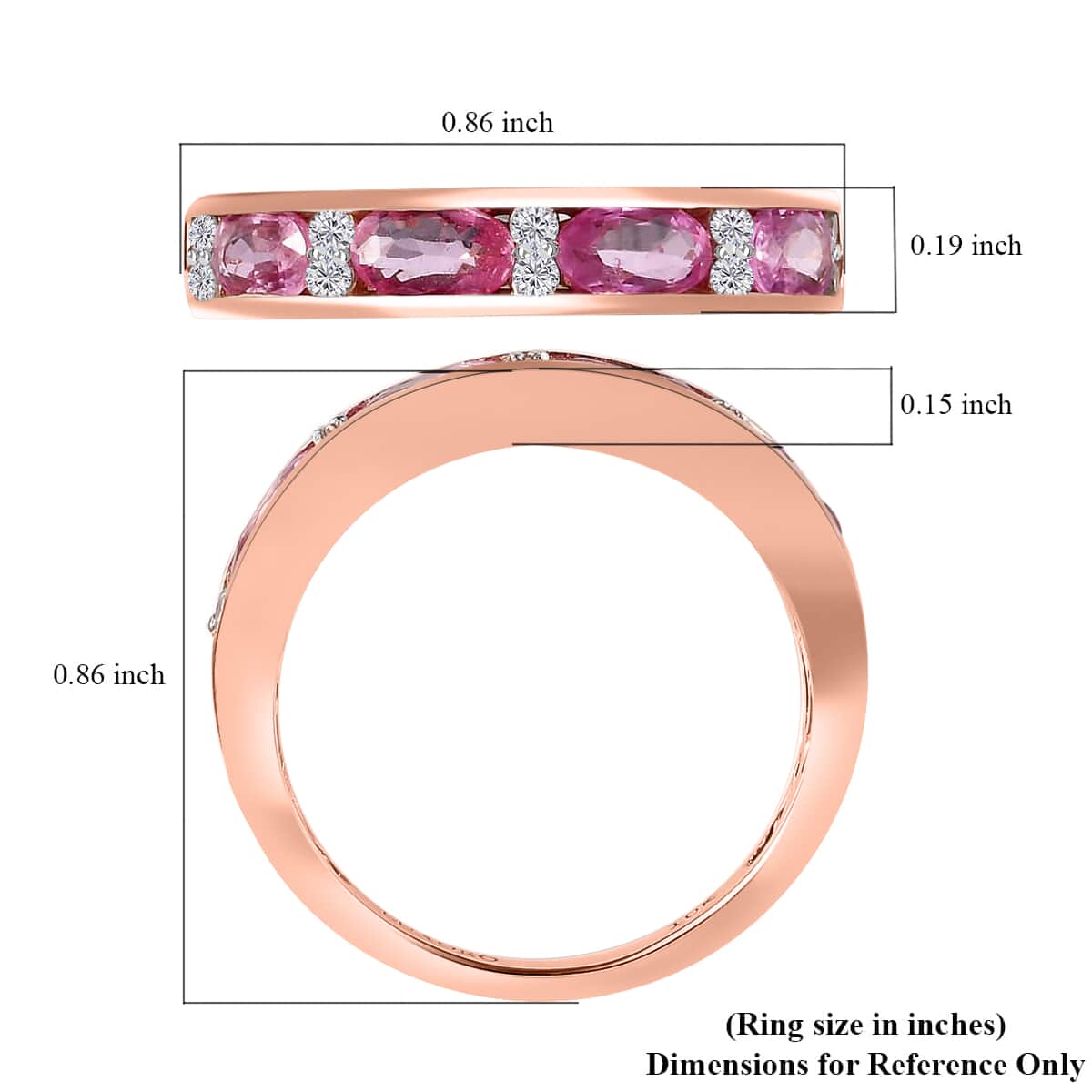 Luxoro 10K Rose Gold Premium Madagascar Pink Sapphire and Diamond Band Ring, Sapphire Jewelry, Birthday Anniversary Gift For Her 1.25 ctw (Size 7.0) image number 5